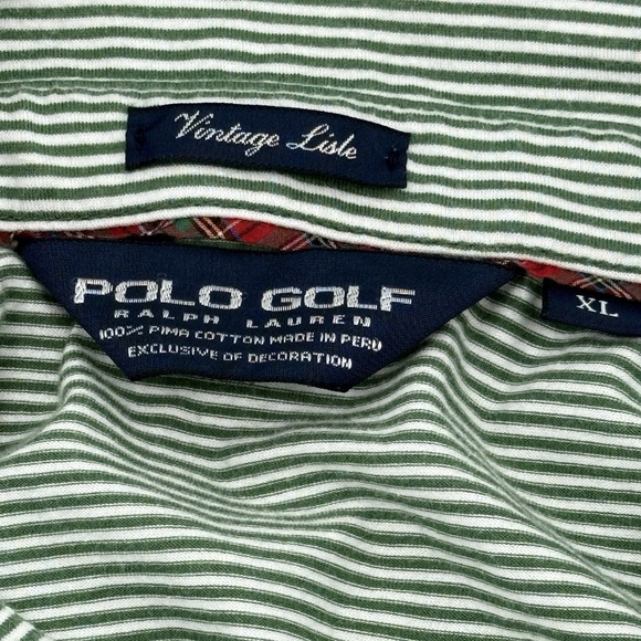 Polo Golf Ralph Lauren Mens XL Polo Shirt Green White Hollwood Golf Embroidery - Picture 4 of 7